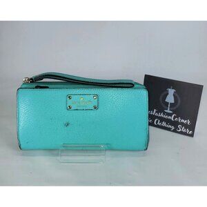 Kate Spade Women's Turquoise (Teal) Leather Spencer Zip Around Wrislet 1523